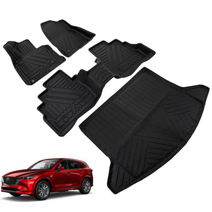 Solidspare Heavy Duty Floor Mats Cargo Liners Black For 2017-2025 Mazda CX-5 TPE Rubber