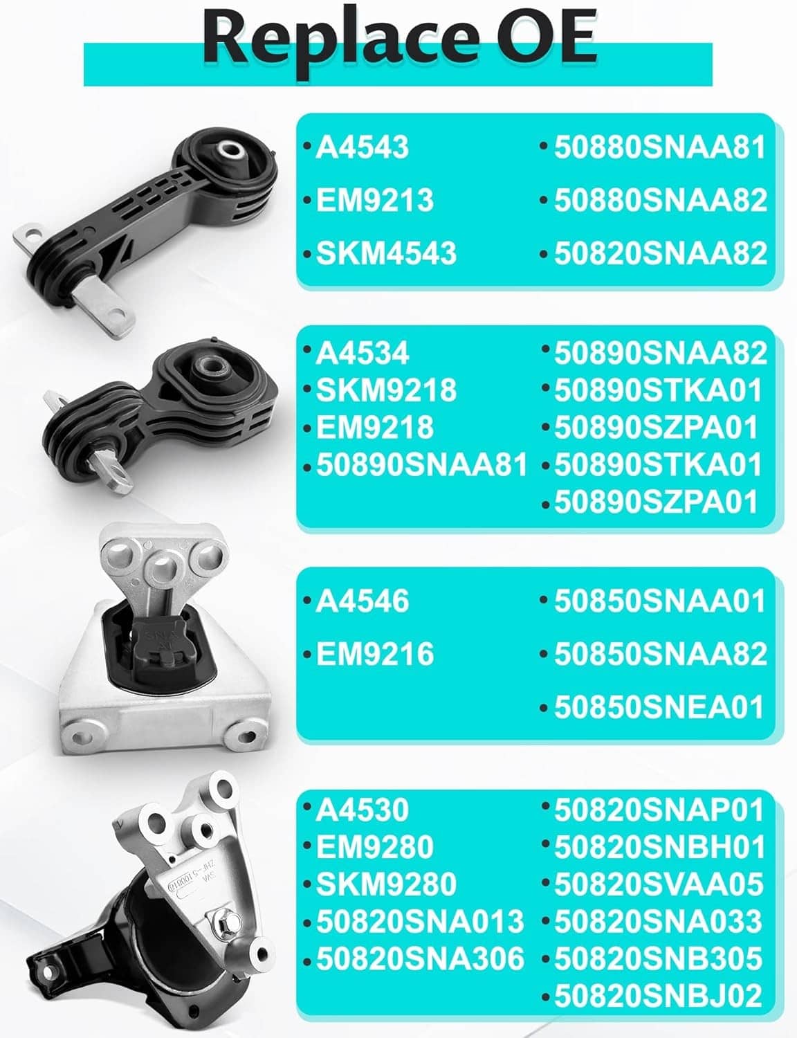 Solidspare 4PCS Engine Motor & Trans Mount Set Kit Automatic For 2006-2009 Honda Civic 1.8L
