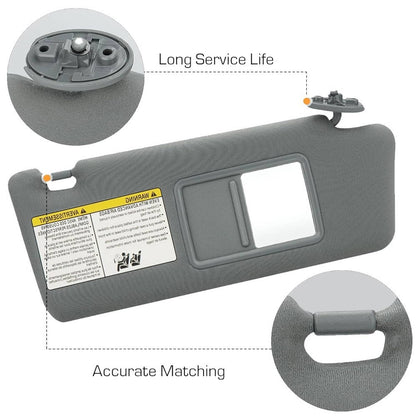 Solidspare Pair Sun Visor LH Driver & RH Passenger Side For 2005-2015 Toyota Tacoma Gray