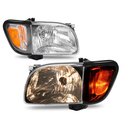 Solid Spare For 2001 2002 2003 2004 Toyota Tacoma White Headlights & Black Corner Light 4Pcs