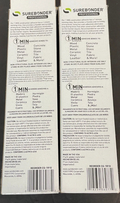 (2) Construction Grade Adhesive Hot Melt Glue Sticks, Full Size 10" Length