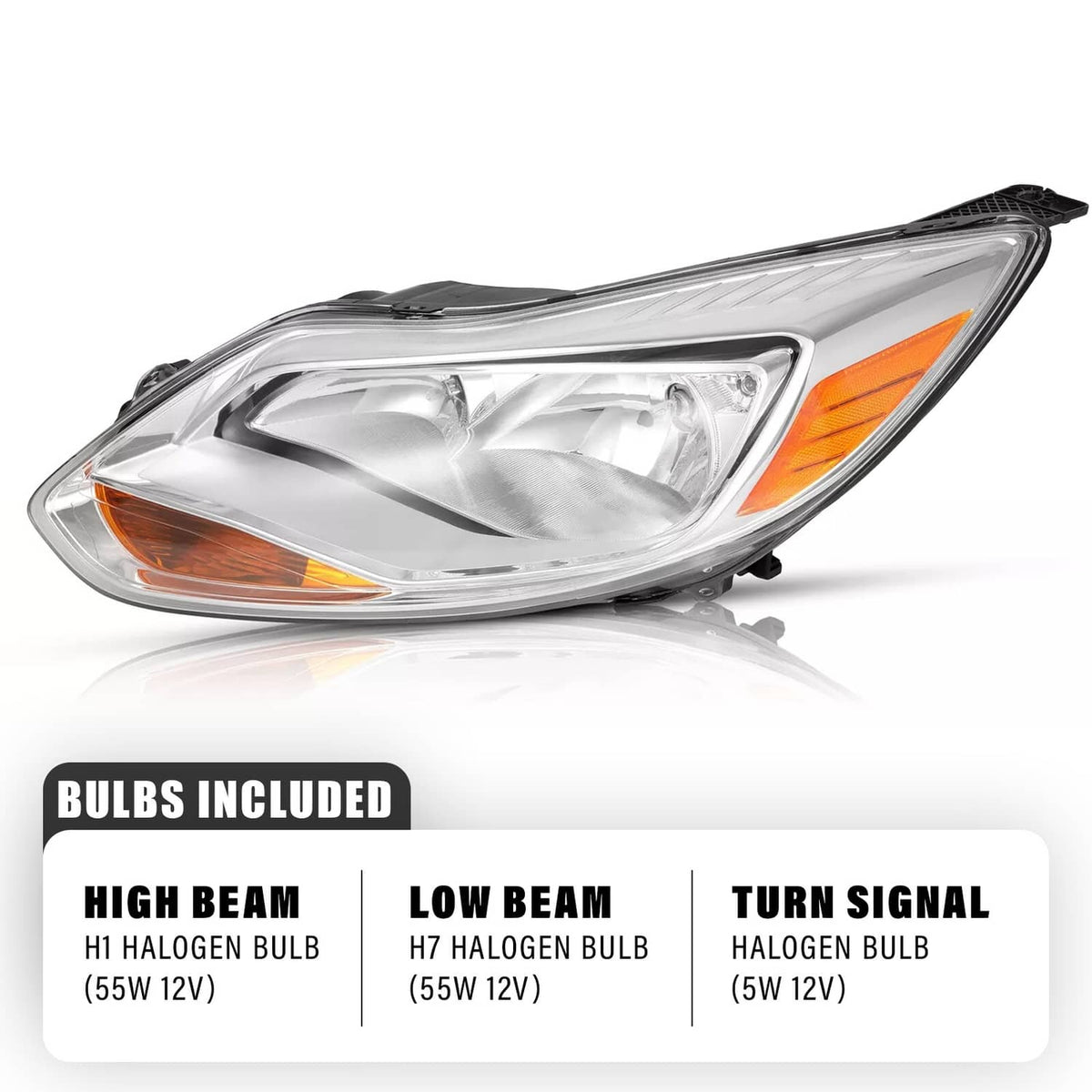 Solid Spare Clear Lens Halogen Left Driver Side Headlight For Ford Focus 2012-2014 W/Bulb