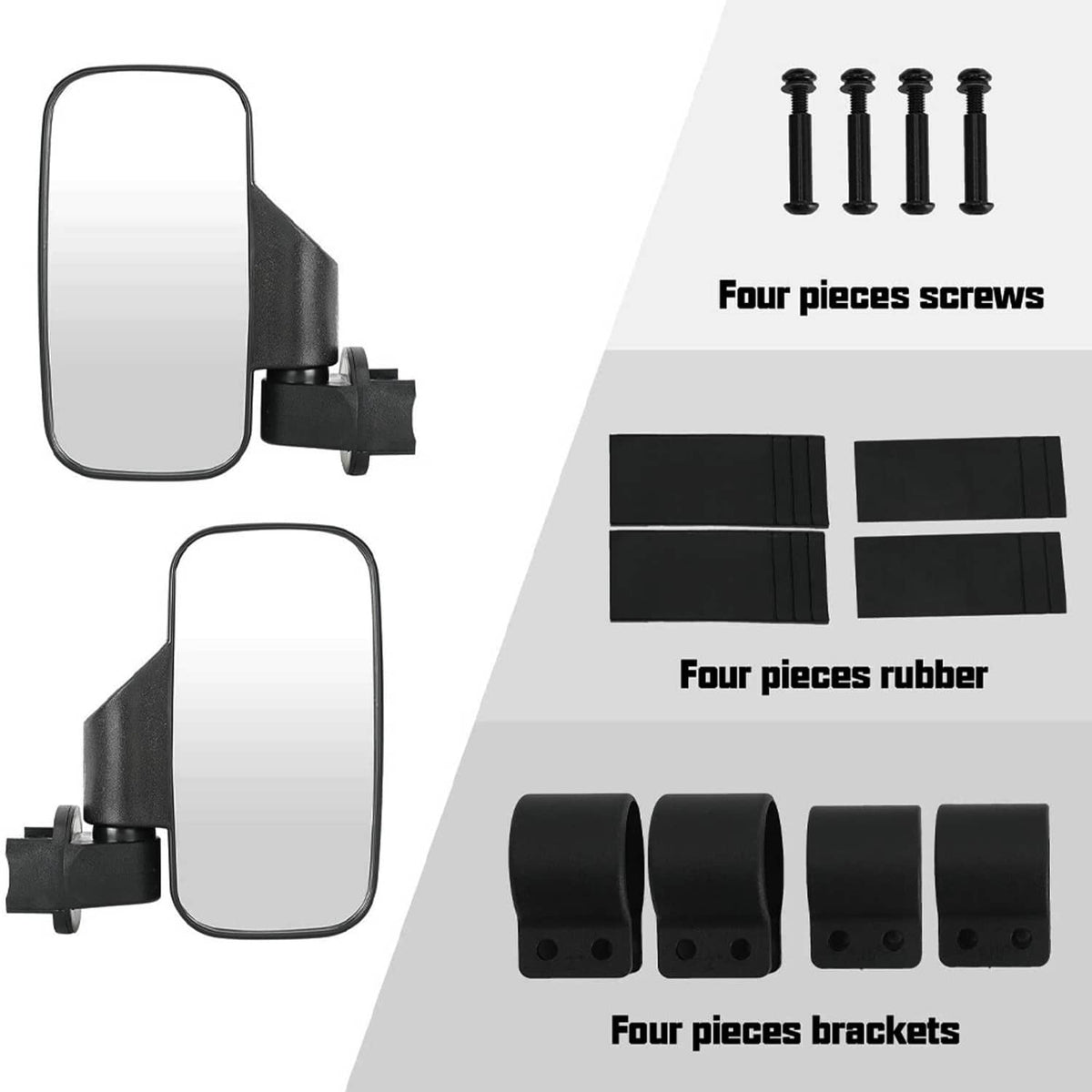 Solidspare For Polaris Ranger RZR S XP Crew 570 800 900 1000 1.75-2" Rear View Side Mirrors