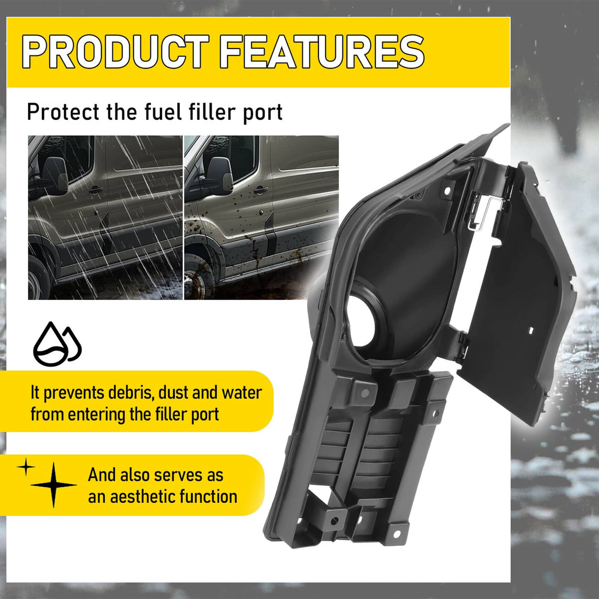 Solid Spare Fuel Filler Door Housing Pocket Hinge For 2015-2023 Ford Transit Van 150 250 350