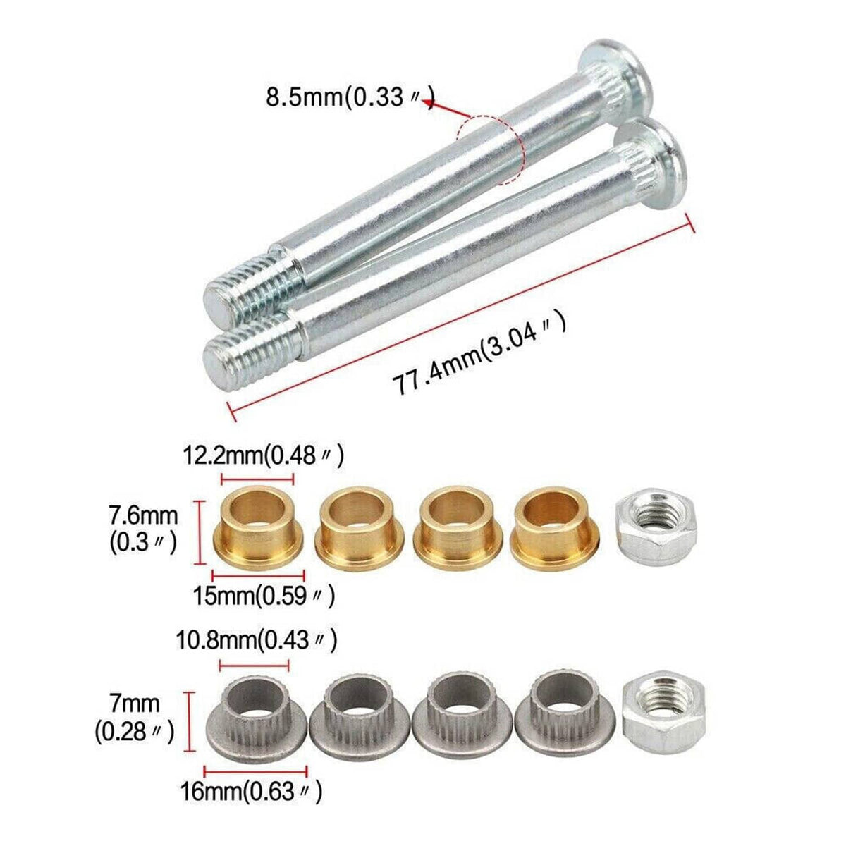 Solidspare Front Door Hinge Pin & Bushing Repair Kit 2 pin 1 Door For Ford Lincoln Mercury