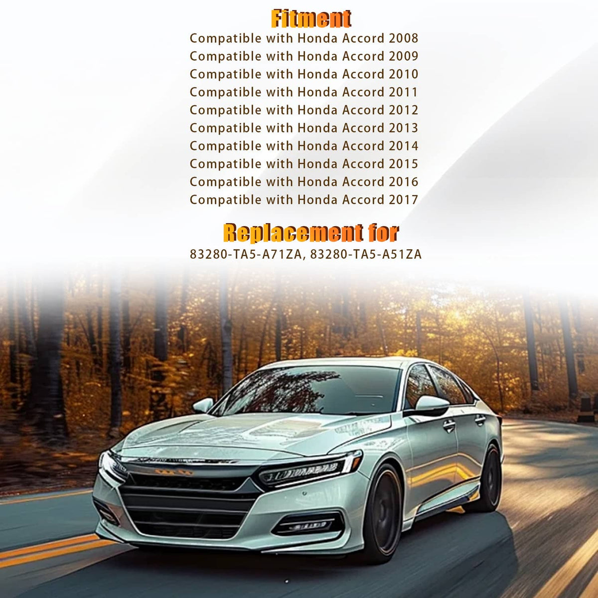 Solidspare Left & Right Side Beige Sun Visor For Honda Accord 2008 - 2017 w/Light & Mirror