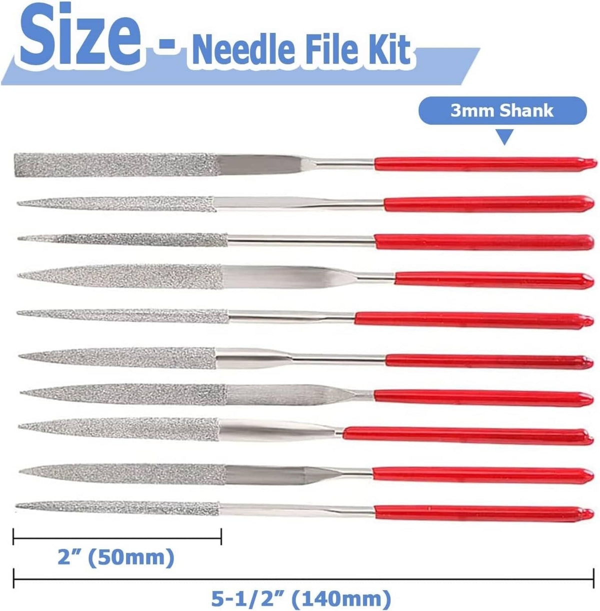 Solid Spare 20x Diamond Needle File Set for Metal Glass Stone Wood Jewelry Carving Polishing