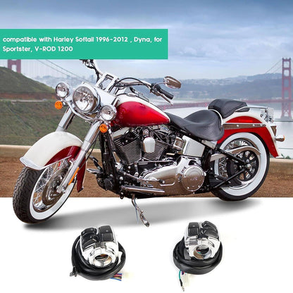 Solidspare 1" Motorcycle Handlebar Control Switches With Wiring Harness Kit For Harley