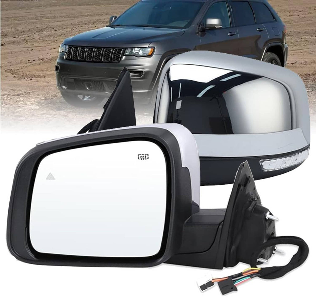 Solidspare Driver Side Mirror w/ Manual Folding Blind Spot For 2011-22 Jeep Grand Cherokee