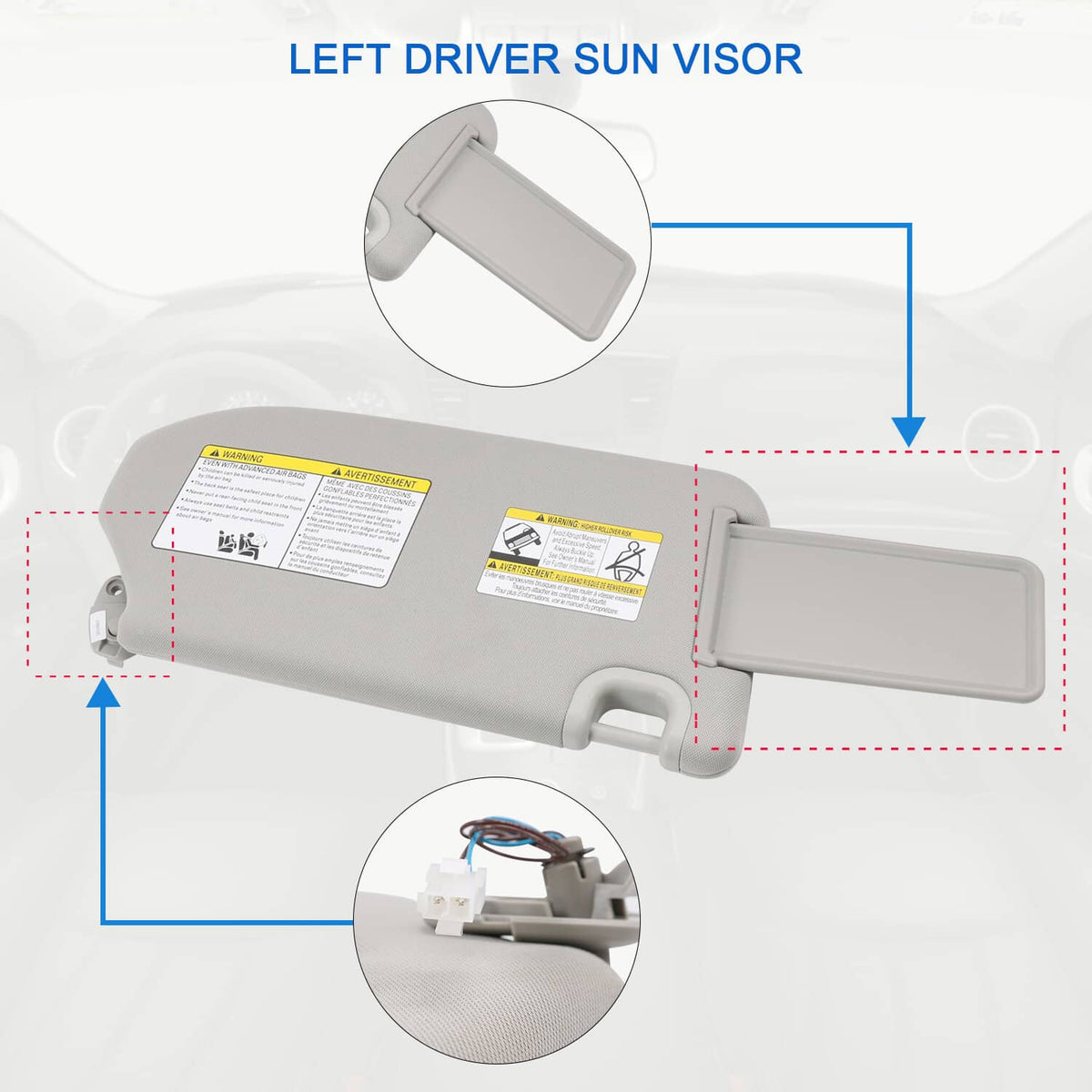 Solidspare Left Driver Side Sun Visor W/Mirror & Light For Nissan Pathfinder 2013-2018
