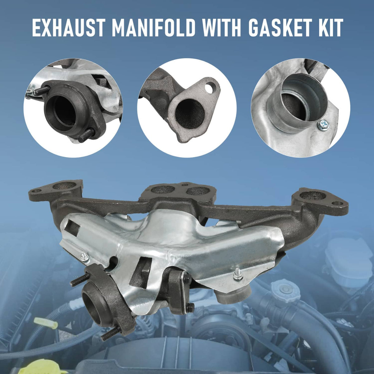 Solidspare Cast Iron Exhaust Manifold w/ Gasket Kit For Cherokee Dakota Truck Wrangler 2.5L