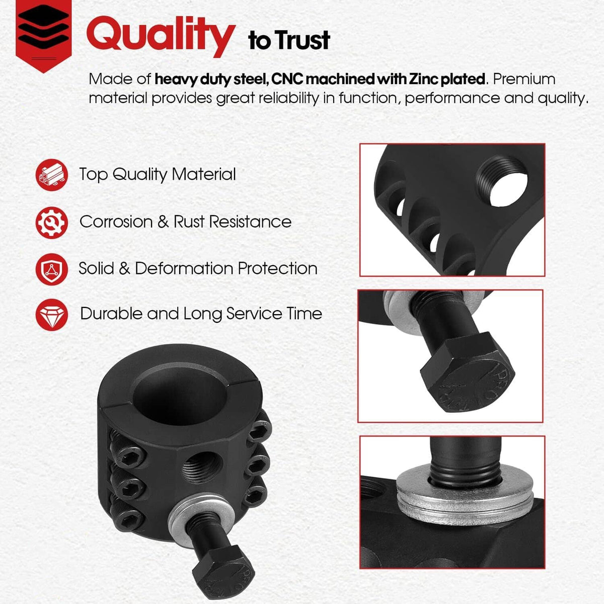 Solid Spare Steering Stabilizer Tie Rod Clamp 1-3/8" for Jeep Wrangler JK TJ XJ ZJ MJ 07-18