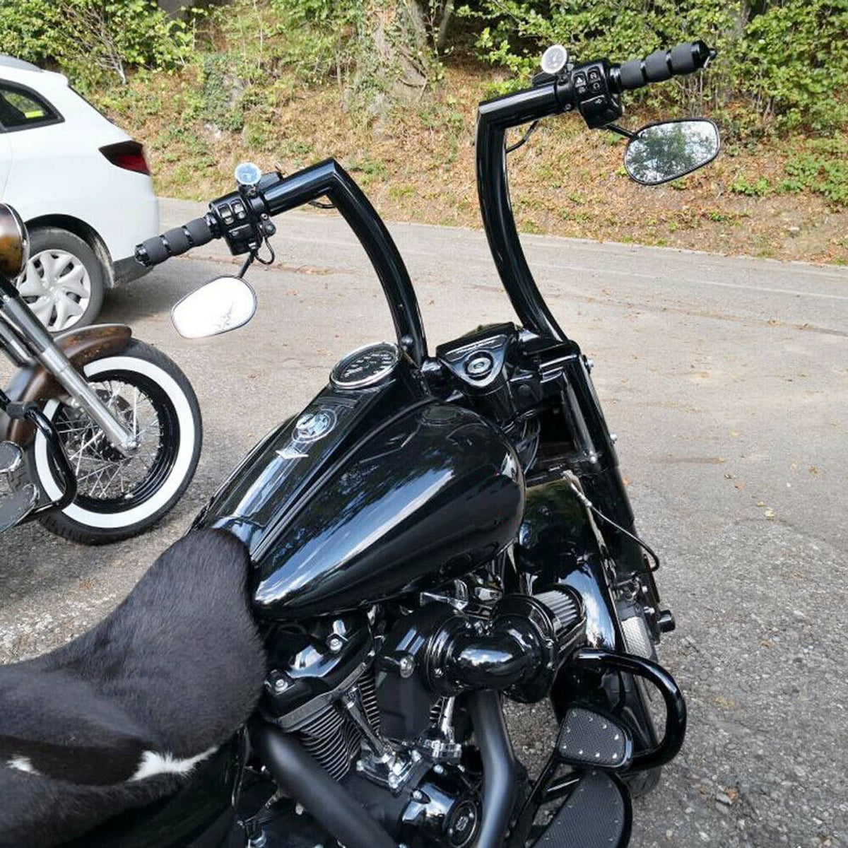 Solidspare Motorcycle Handlebar 14inch Rise 2" Ape Hanger Handle For Harley Dyna Street