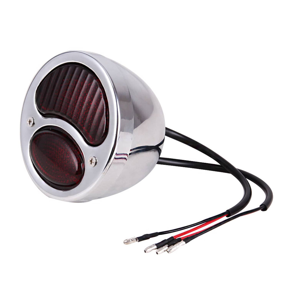 Solidspare 2pcs Chrome LED Brake Top Tail Lights Duolamp For Ford Model A Cafe Racer Bobber