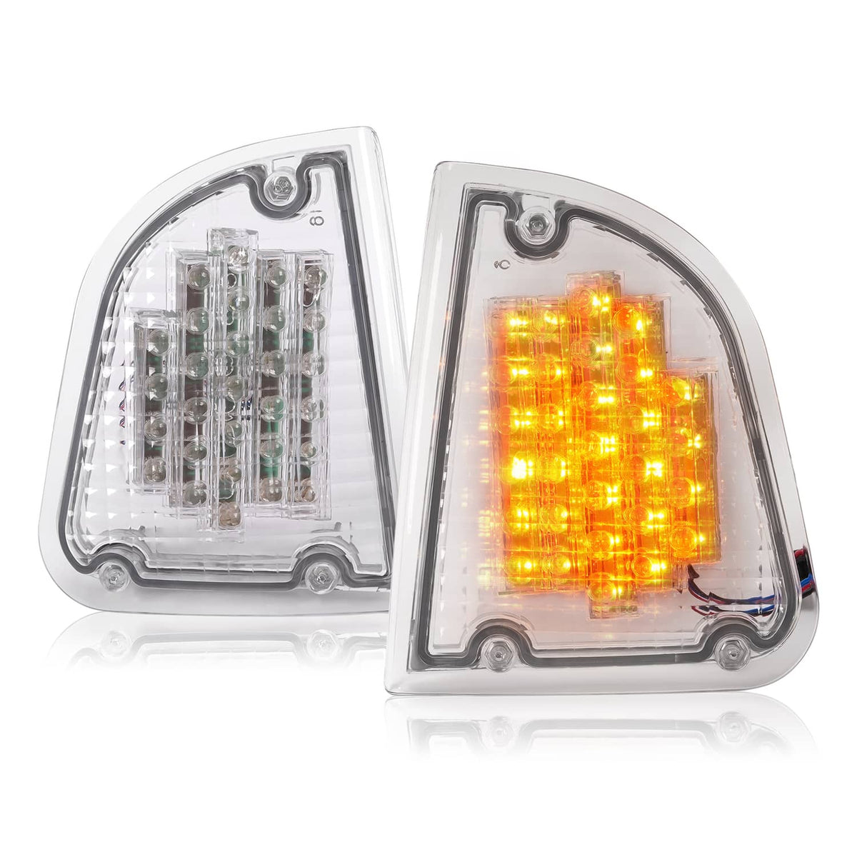 Solid Spare Pair Clear LED Turn Signal Lights Fit For 86-08 KW Kenworth K300 T300 T330 T600