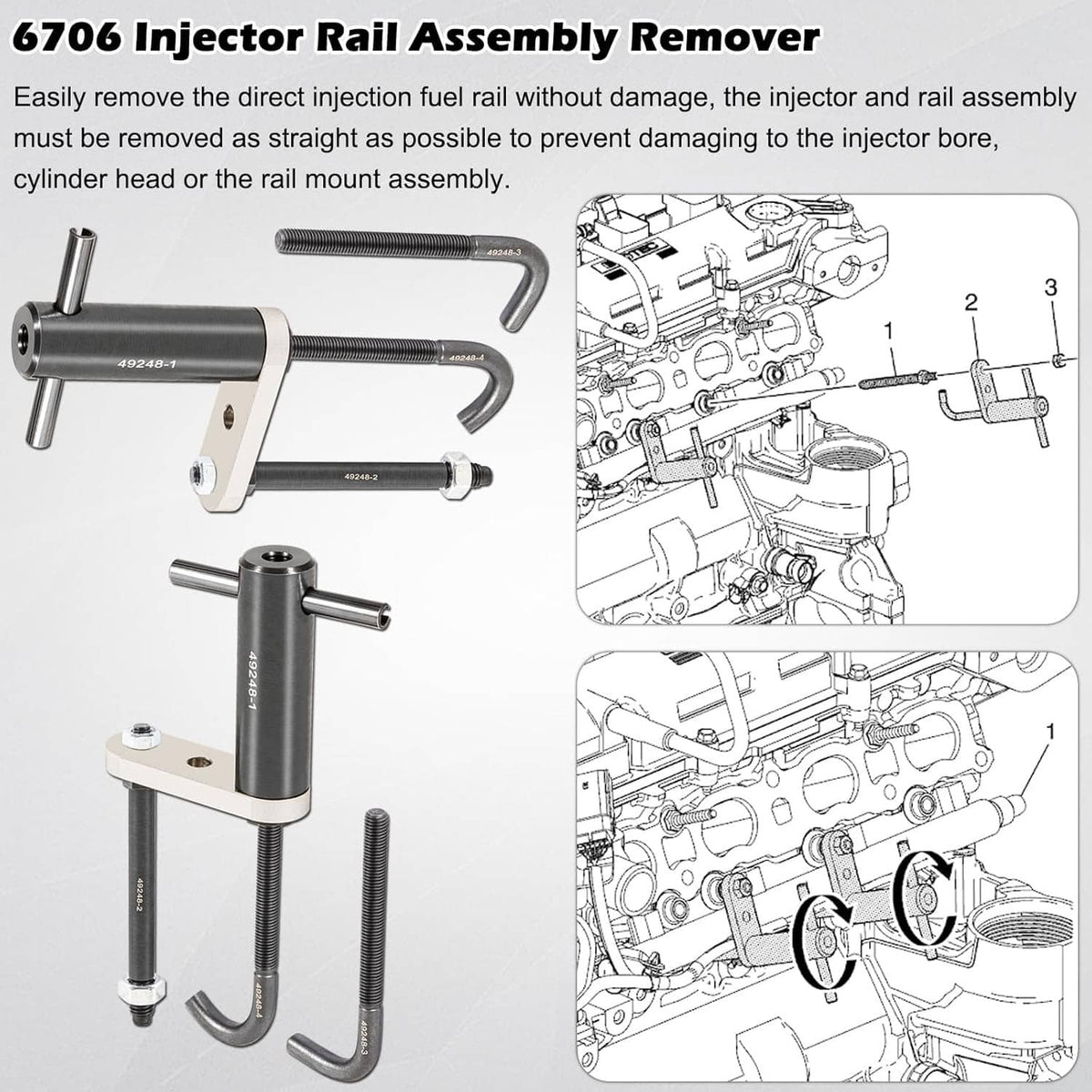 Solidspare 6706 Fuel Injector Rail Assembly Remover Tool EN-49248 For Chevy GMC Cadillac GM