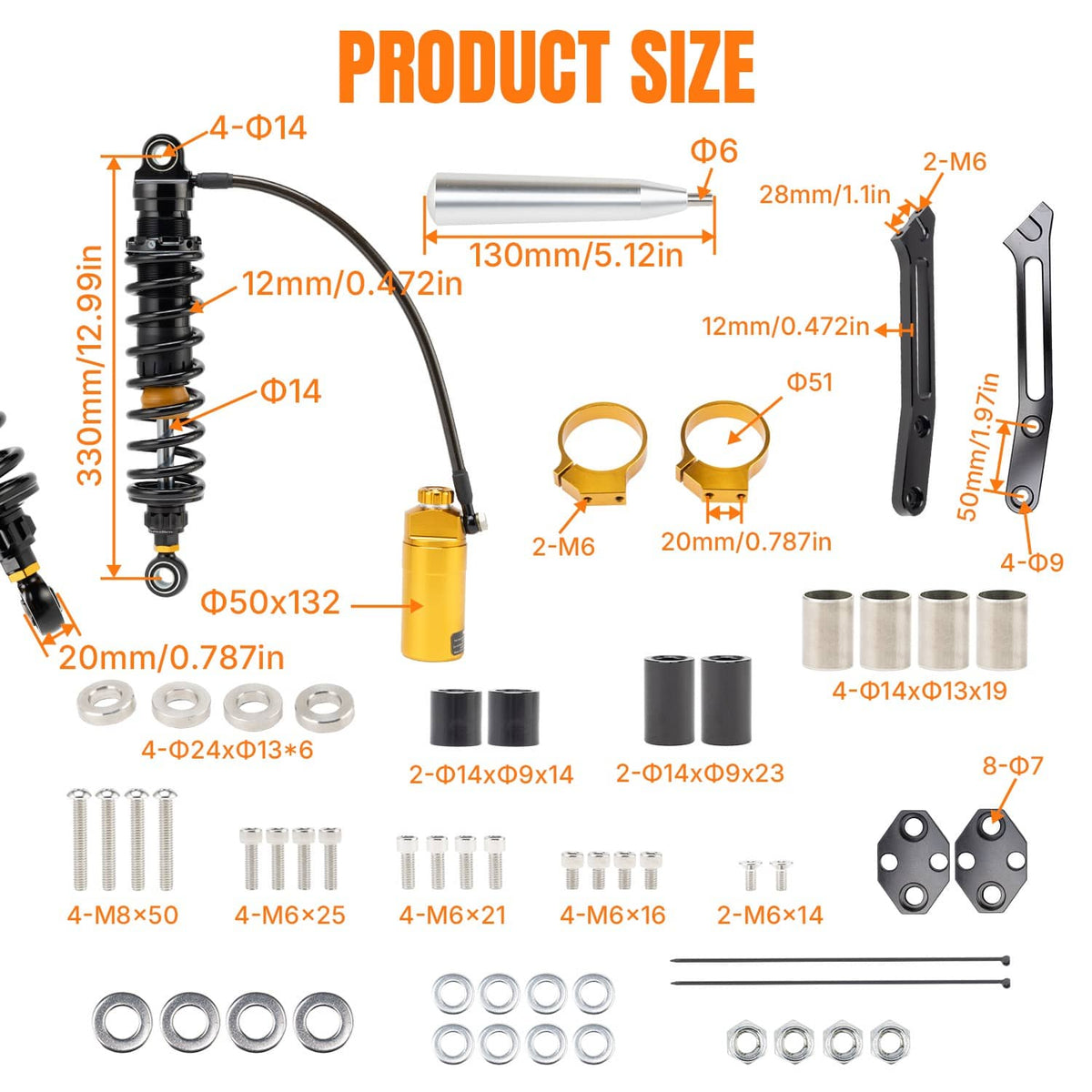 Solidspare Remote Reservoir Rear Suspensions Shock For Harley Electra Glide FLHT 2019-2022