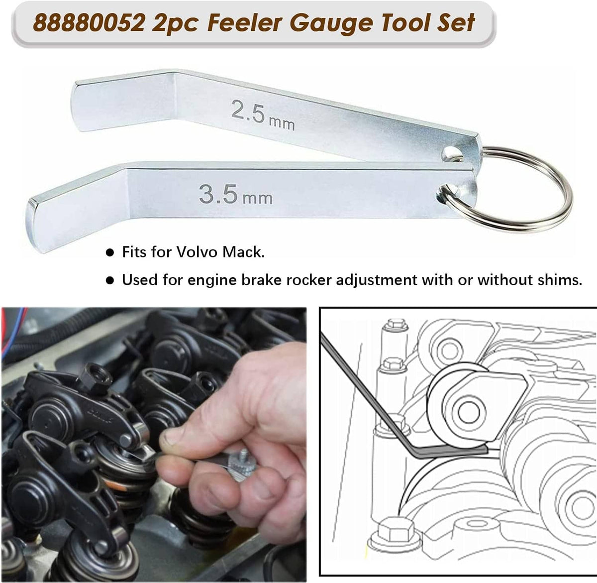 Solidspare Feeler Gauge Jake Brake Tool Set 88880053 88880052 85111377 For Volve Mack 14PCS