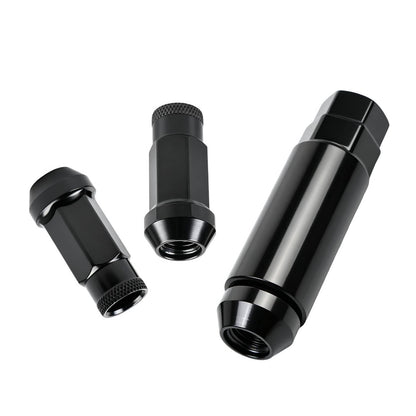 Solidspare 20Pcs M12x1.5mm Extended Steel Open Ended wheel Lug Nuts For Toyota Honda Black