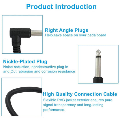 Solid Spare 6PCS Patch Cables for Electric Guitar OFC Pedal Board Wire Cords 1/4 Right Angle