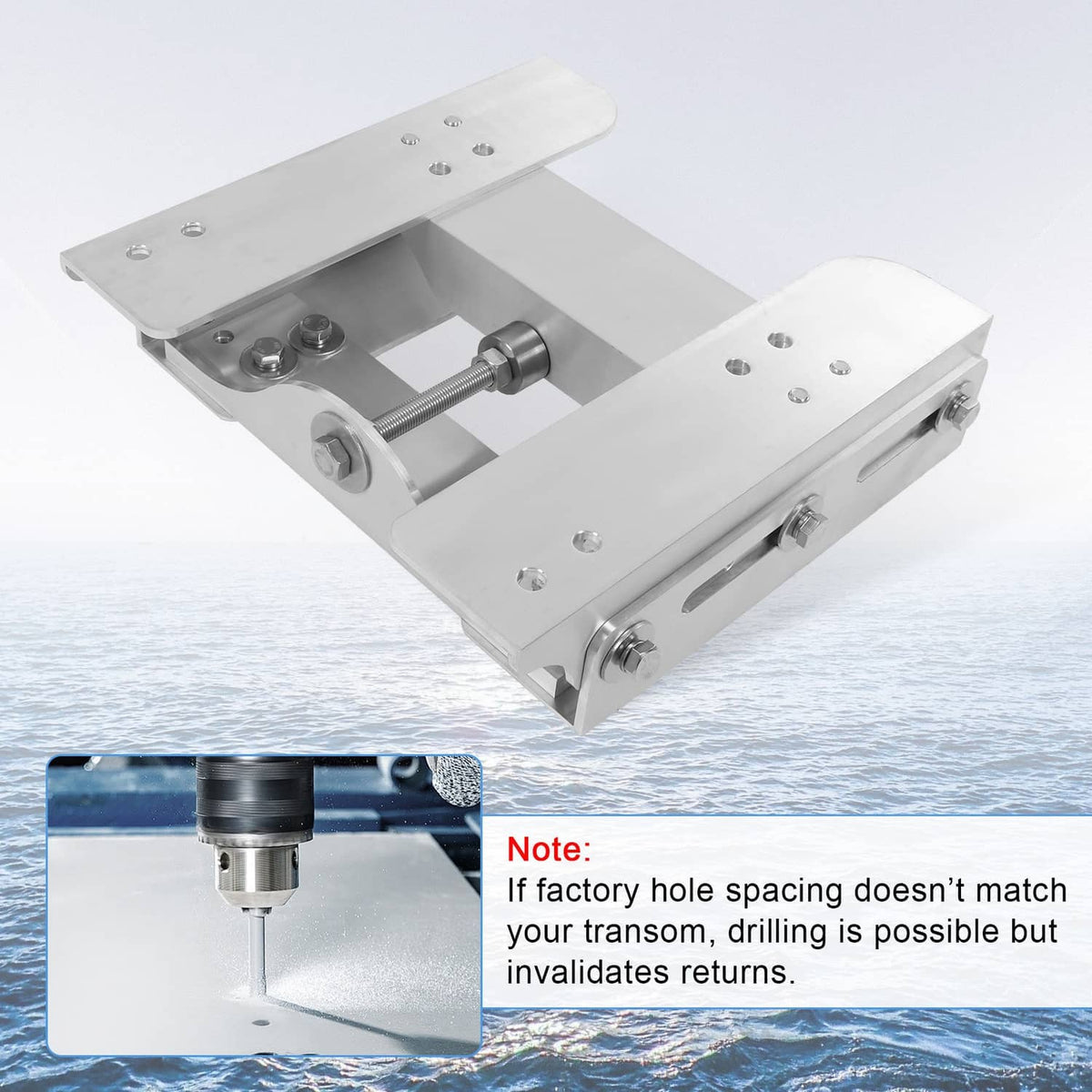 Solidspare Adjustable 4'' Set Back Jack Plate Manual Power Lift Transom Outboard Boat Motor