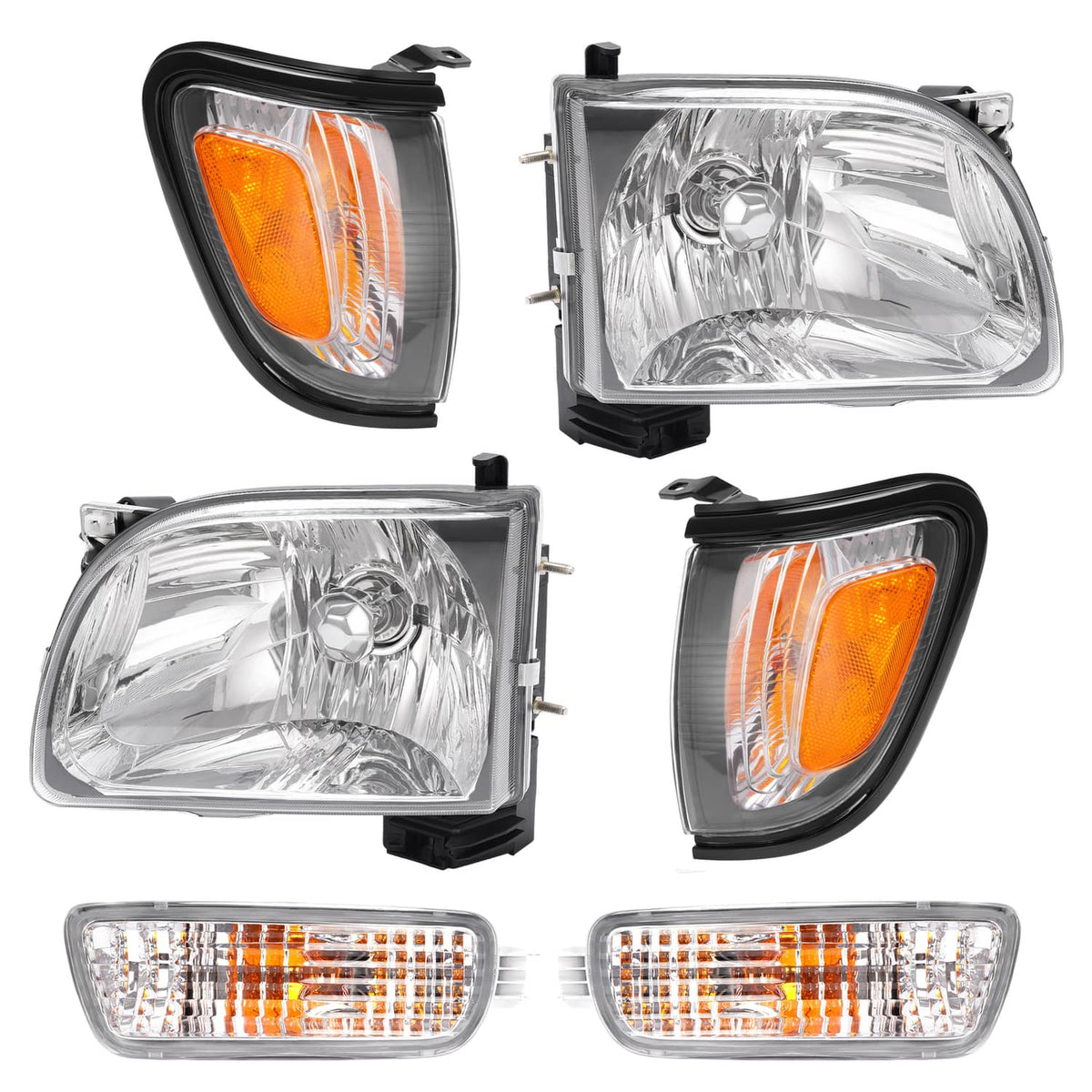 Solid Spare For Toyota Tacoma 2001-2004 Headlights Corner Signal Lights Bumper Lamp w/Bulbs