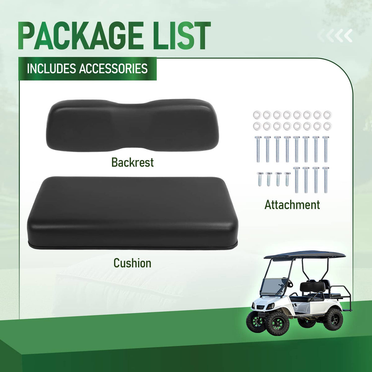 Solidspare For Club Car DS 2001-2012 Golf Cart Front Seat Back & Bottom Cushion Assembly