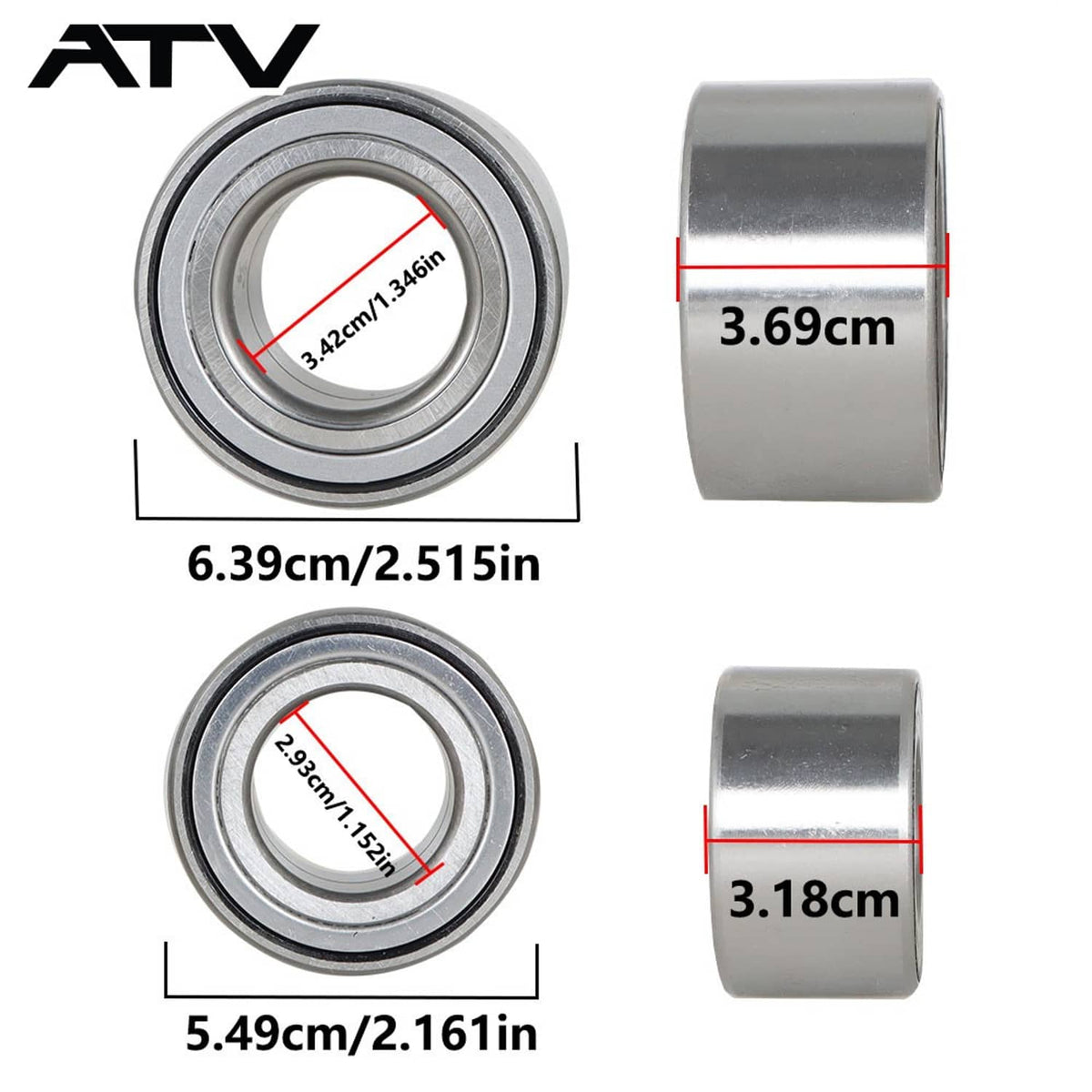 Solidspare For Polaris Ranger 500 400 570 800 EV Front & Rear Wheel Bearings
