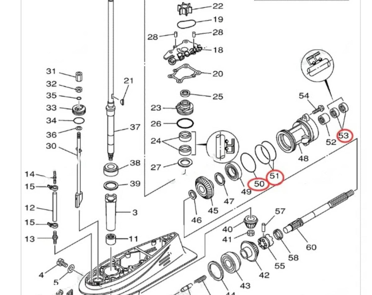 Solid Spare Outboard Lower Unit Oil Seal & O-ring 93101-22M00 93210-74MG5 Yamaha 40XMH 40XE