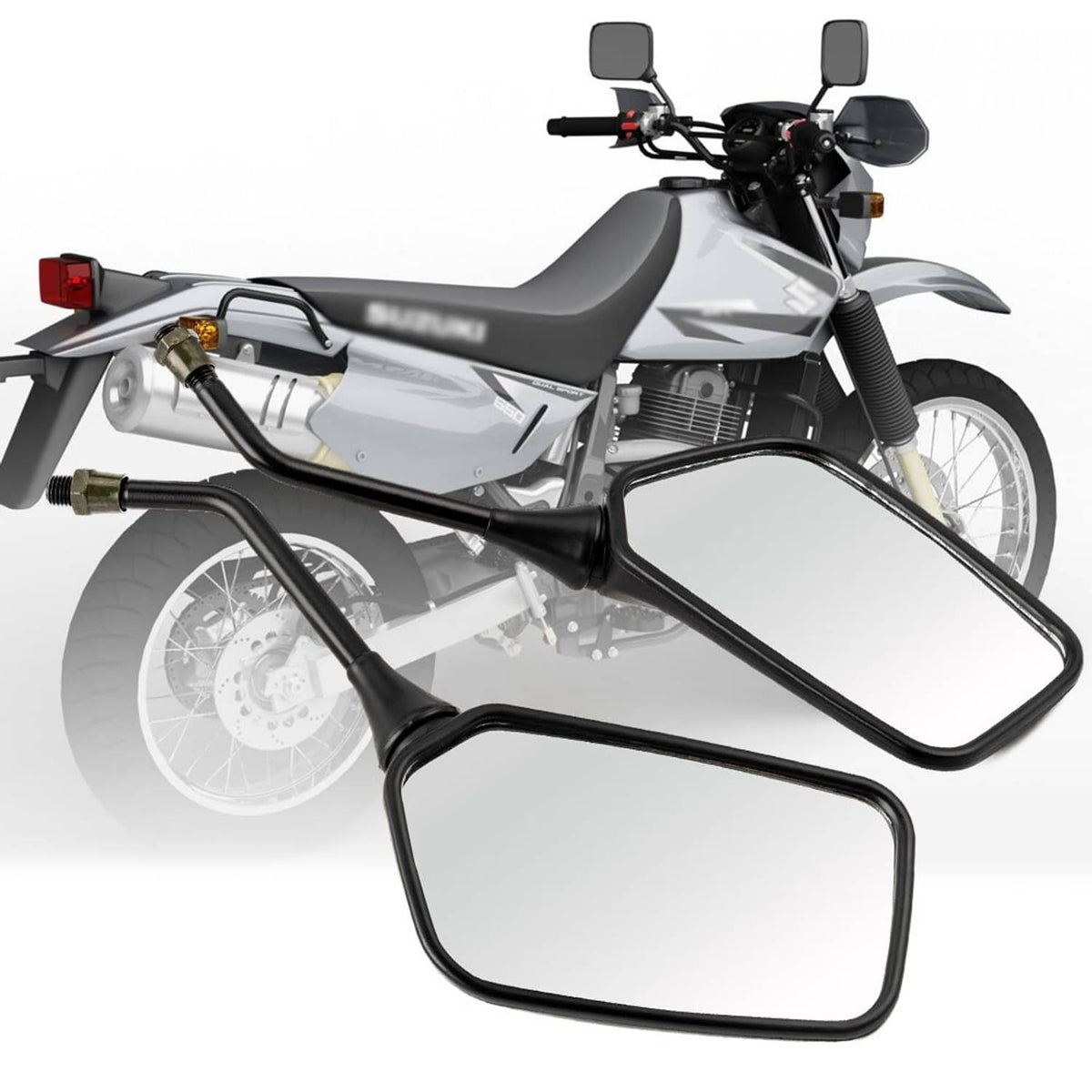 Solidspare 10mm Motorcycle Rearview Side Mirrors For Suzuki DR-Z400 DRZ400 S/SM DR350 DR650