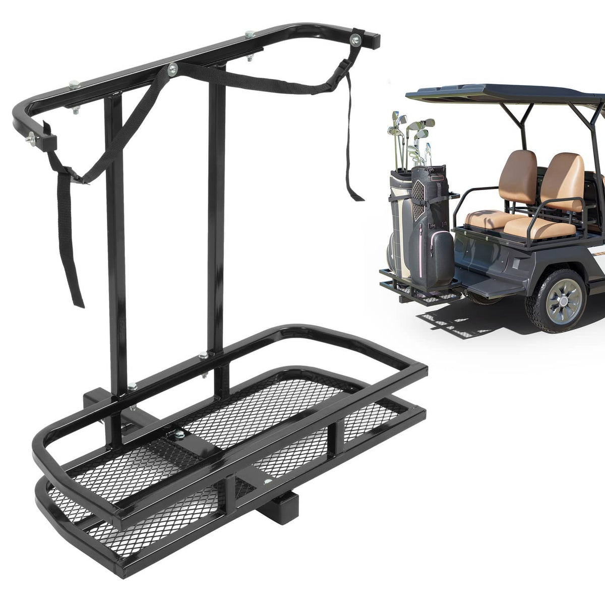 Solidspare Golf Bag Holder Rear Seat Attachment Rack For Club Car EZGO Yamaha Golf Cart