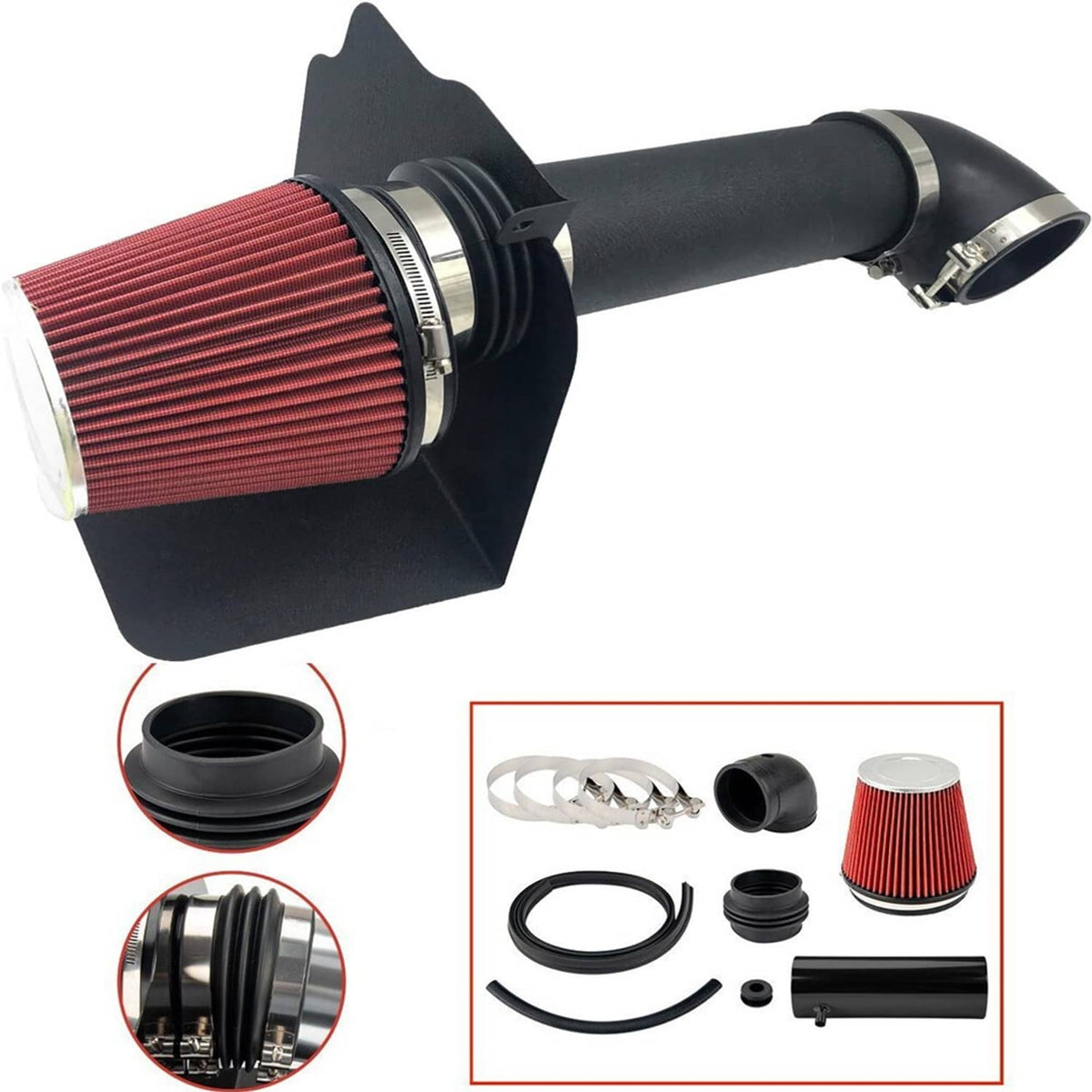 Solidspare 4"Cold Air Intake Kit & Heat Shield for 2005-10 Dodge Chrysler HEMI 5.7L 6.1L V8