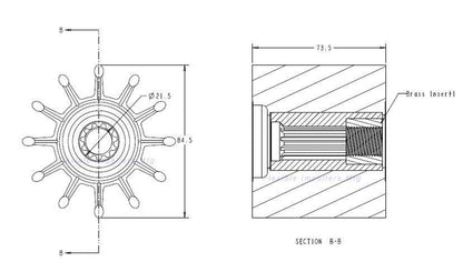Solid Spare Water Pump Impeller for Sherwood 27000K CEF 500181 Cummins 3974456 Neoprene