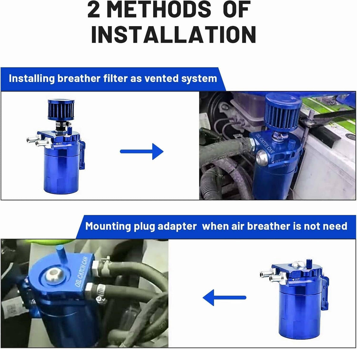 Solidspare Universal Blue Oil Catch Can Tank Kit Polish Baffled Reservoir w/Breather Filter