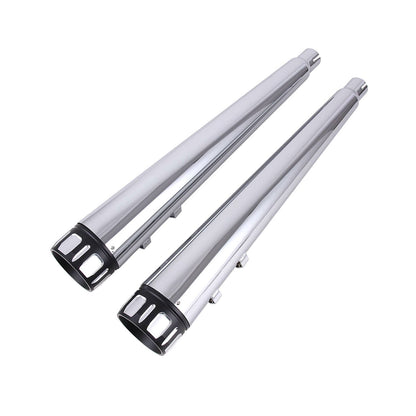 Solidspare 4" CHROME MEGAPHONE SLIP-ON MUFFLERS EXHAUST PIPES FOR HARLEY TOURING BAGGERS