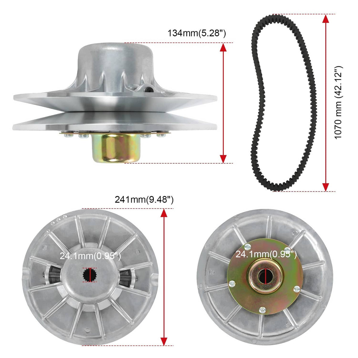 Solidspare Primary & Secondary Clutch w/ Belt Fits Polaris Ranger 570 2015 1323275 1323070