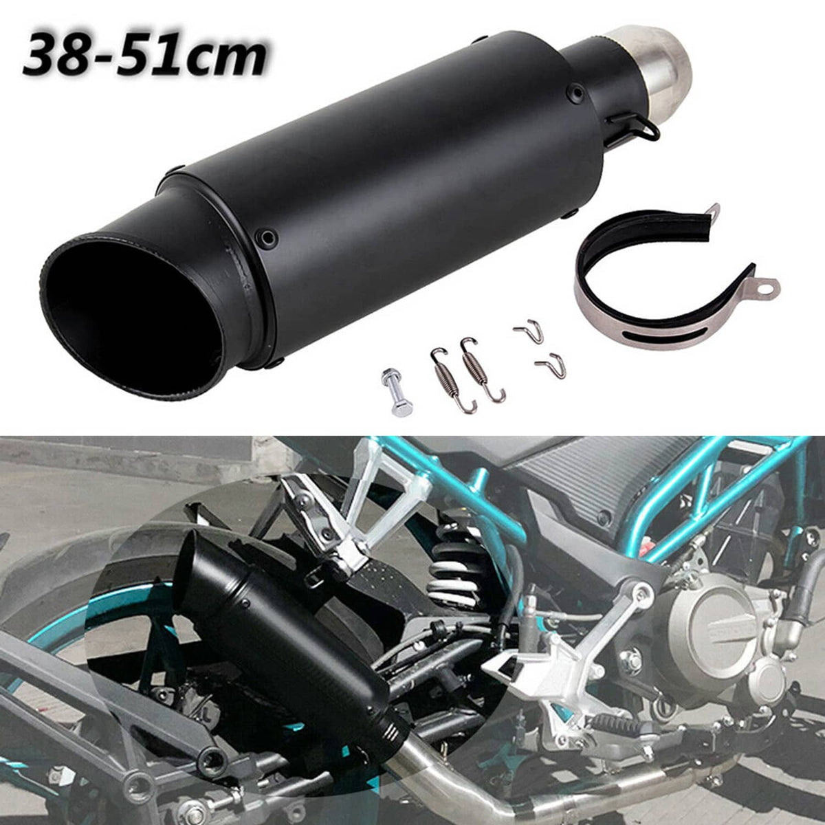 Solidspare Universal Exhaust Muffler Tail Pipe Slip on DB Killer Black Motorcycle Exhaust