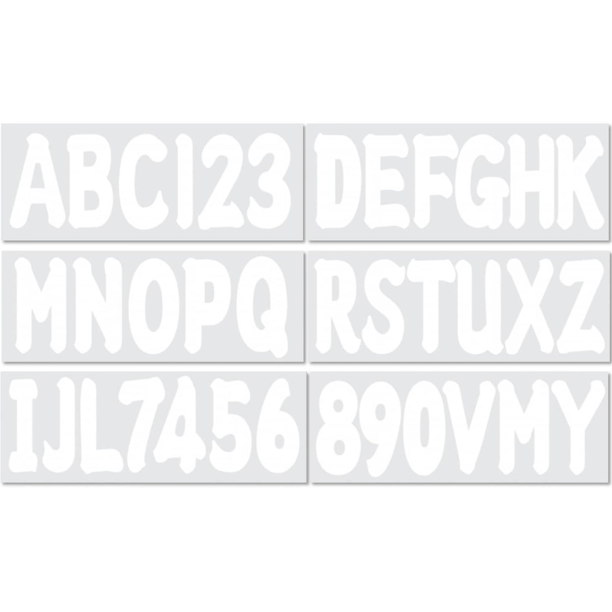 Solid Spare Custom boat registration numbers Decal Sticker 4 sets of A-Z 4 sets of 0-9 White