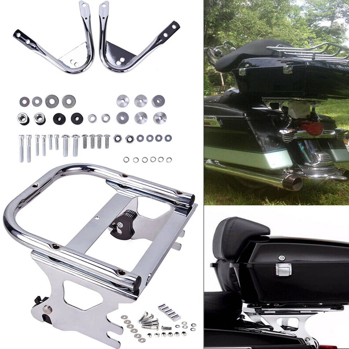 Solidspare Detachable Luggage Rack & Docking Hardware Kit For 1997- 2008 Harley Road King