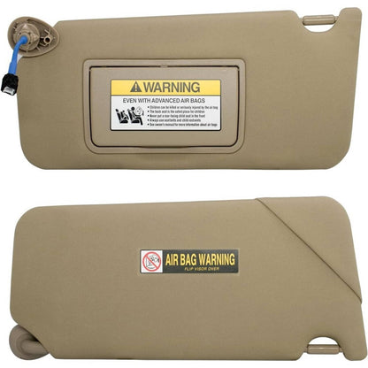 Solidspare Beige/Tan Left Driver Side Sun Visor w/Light & Mirror For Honda Accord 2008-2017