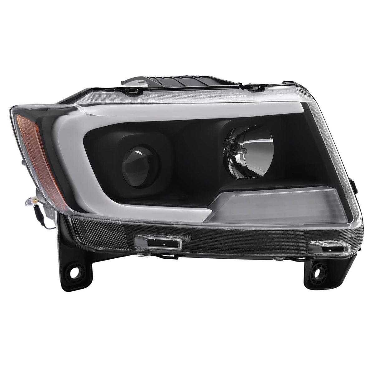 Solid Spare For Jeep Grand Cherokee 2011 2012 2013 LED DRL Projector Headlights Black Pair