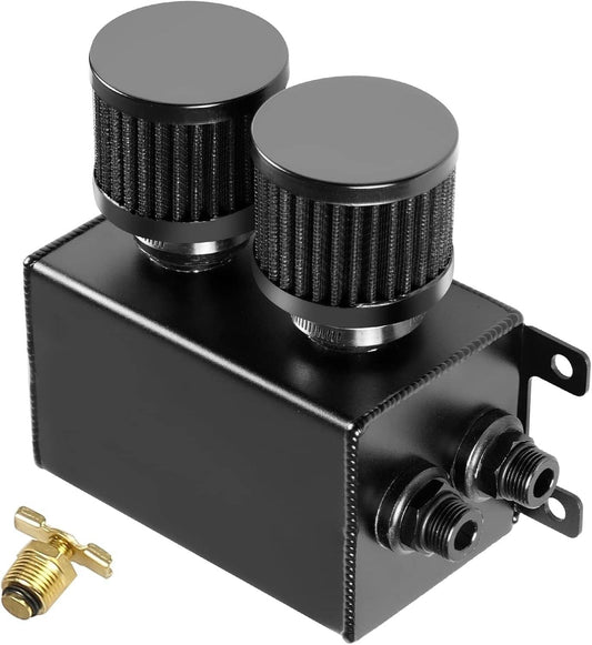 Solidspare AN10 -10AN Oil Catch Can Reservoir Tank 2 Port Dual Breather Filter Baffled Kit