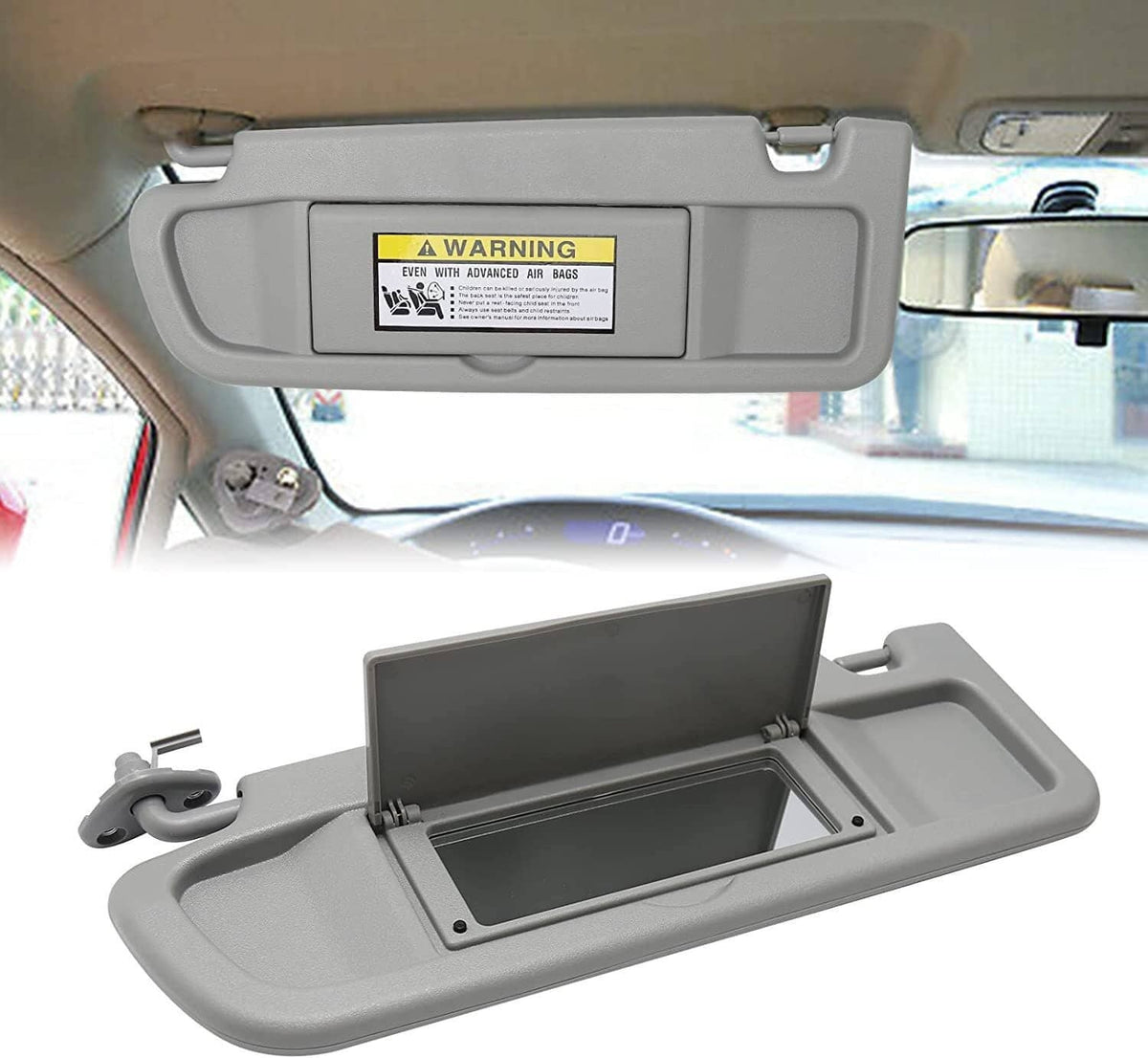 Solidspare Pair Driver & Passenger Side Light Gray Sun Visor For 2006-2011 Honda Civic