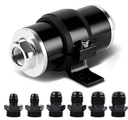 Solidspare 30 Micron Inline Fuel/Petrol Filter & Bracket Billet Aluminum AN6/AN8/AN10