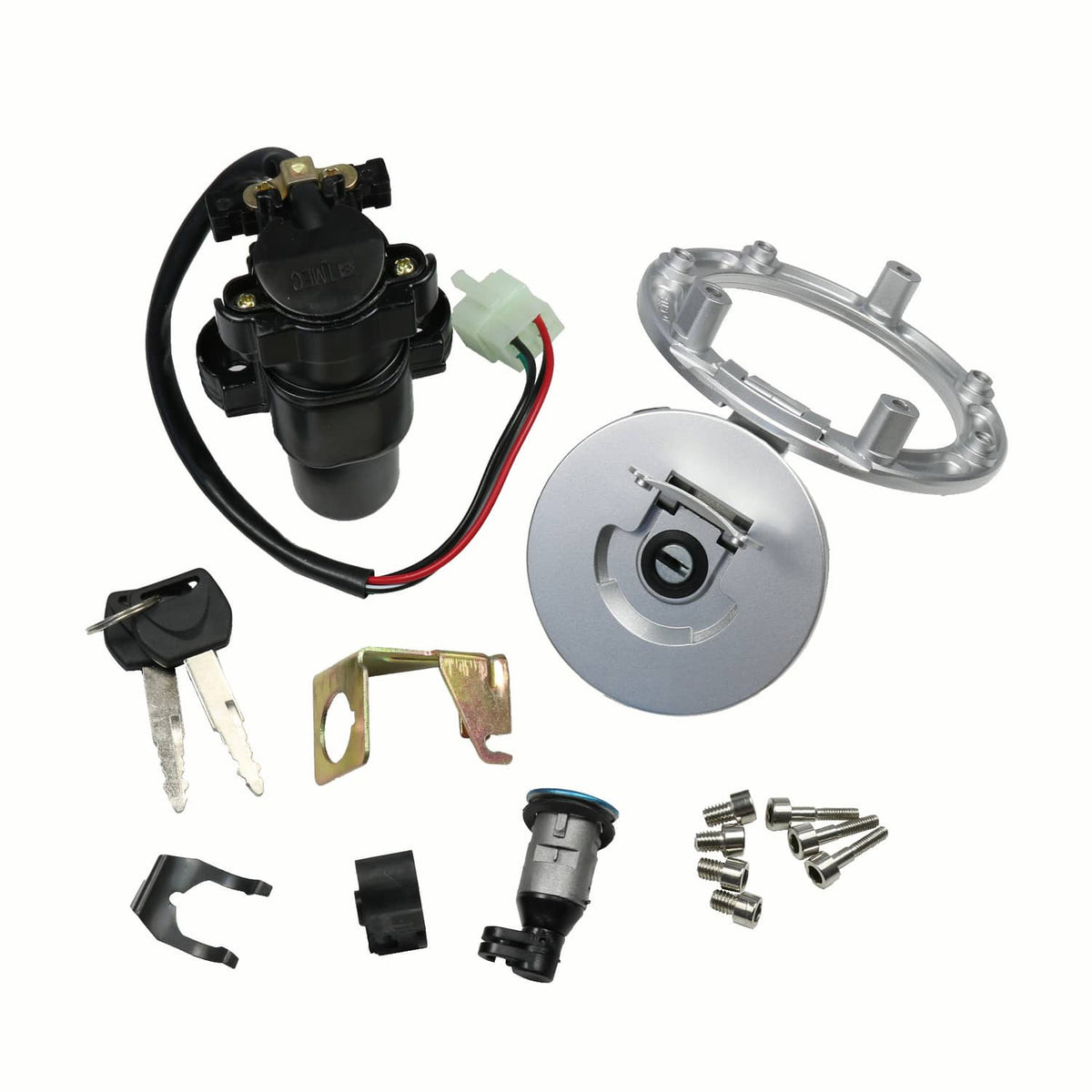 Solidspare Ignition Switch Lock Fuel Gas Cap Cover Set For Honda 2011-2013 CBR250R W/ Keys