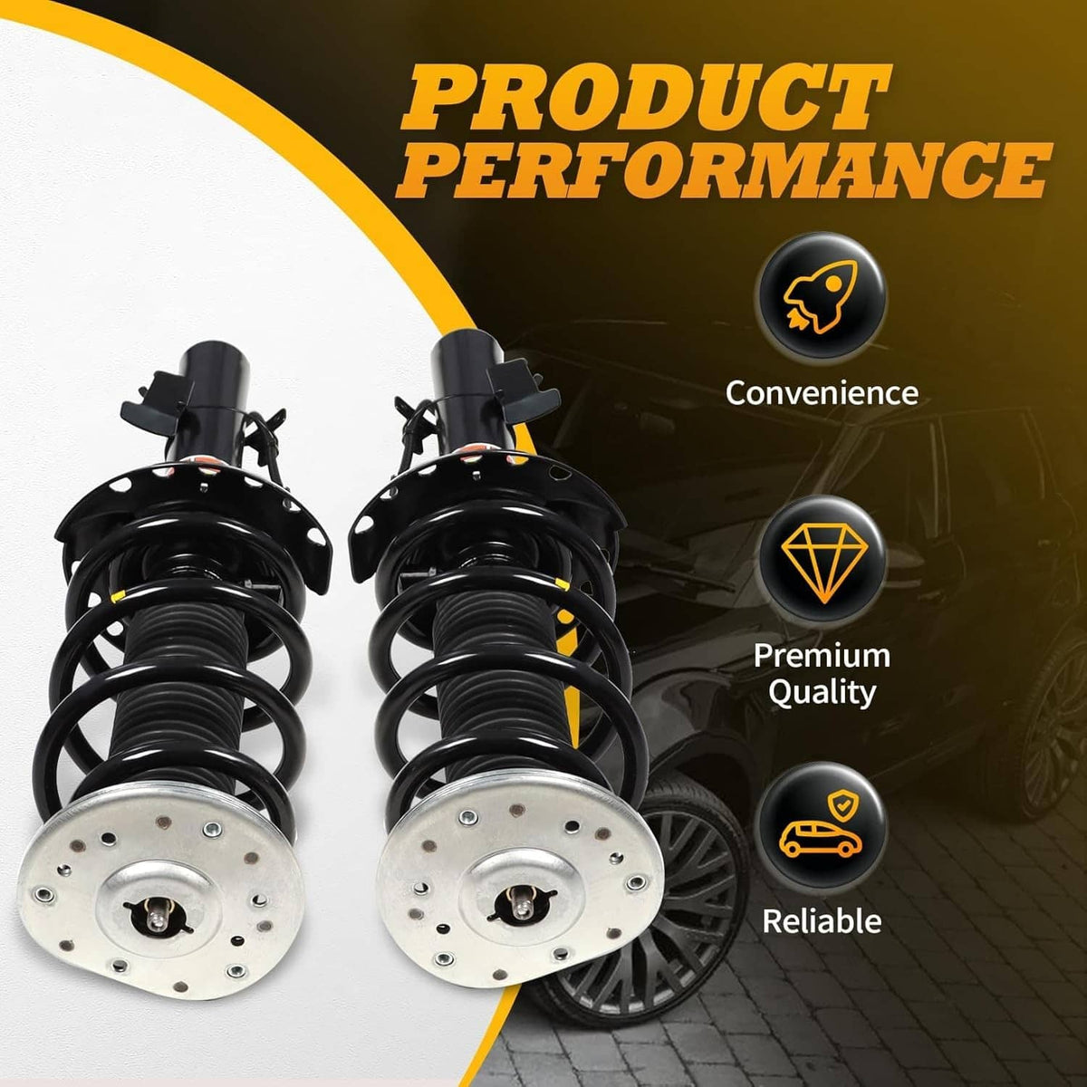 Solidspare Front Shock Absorber Struts w/ Electric LR024437 For 2012-19 Range Rover Evoque