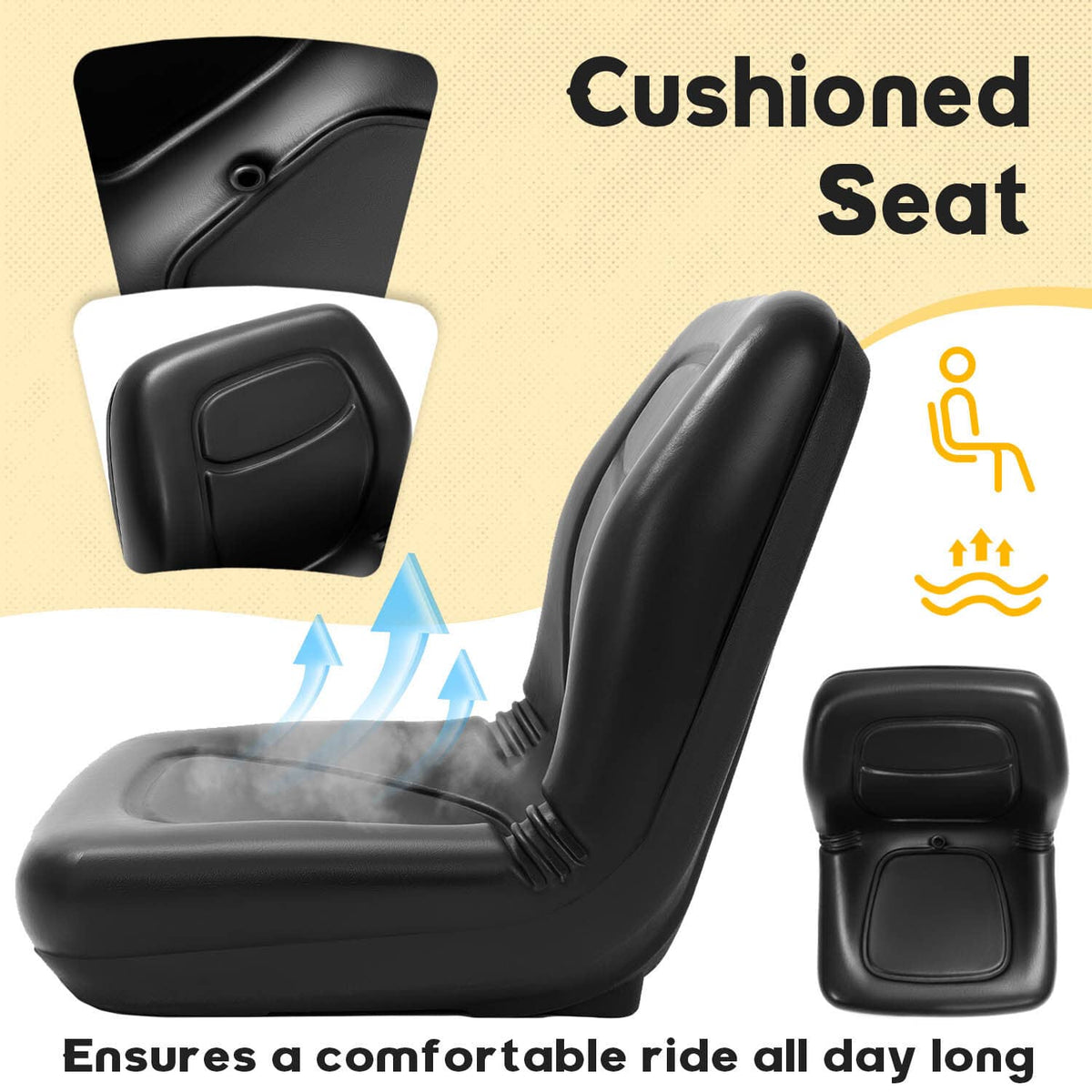 Solidspare 1PC Black Seat For John Deere Gator 4X2 HPX 4X4 HPX and 4X4 Trail HPX Series