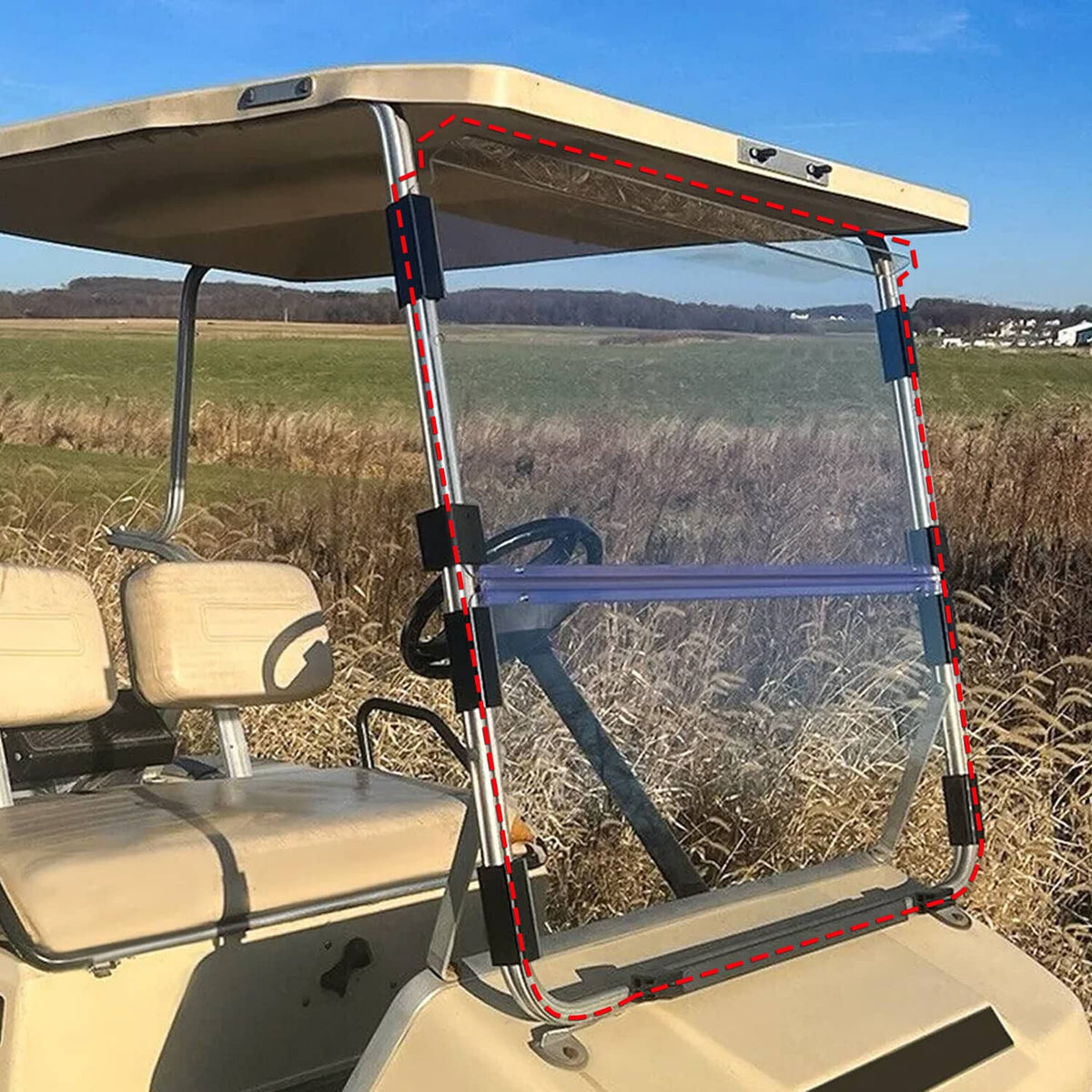 Solidspare For Club Car DS 1982-2000.5 Clear Fold Golf Cart Folding Windshield Windscreen