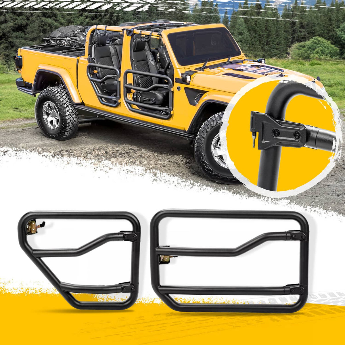 Solid Spare Steel Tube Doors Half Door For Jeep Gladiator Wrangler JL 2018-2024 77072498AC