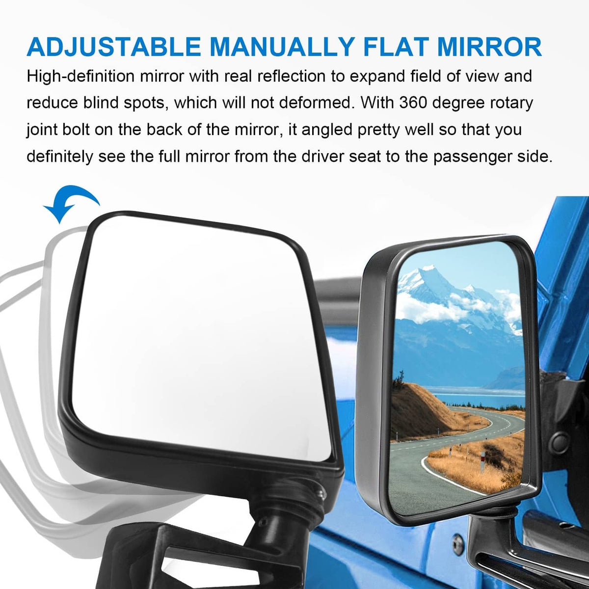 Solidspare Manual Side View Black Door Mirrors pair For 87-02 Jeep Wrangler Pair Set